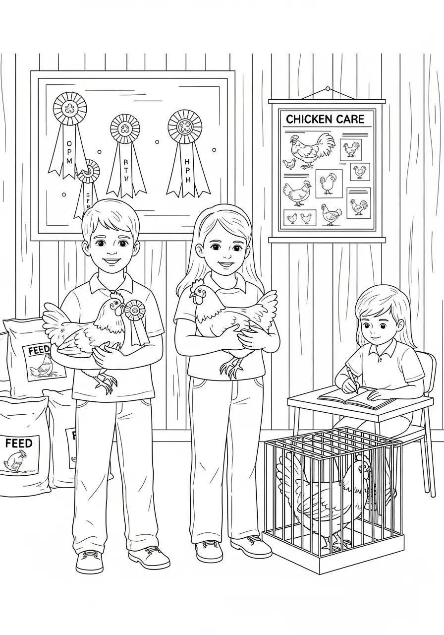 4-H Club Chicken Coloring Page