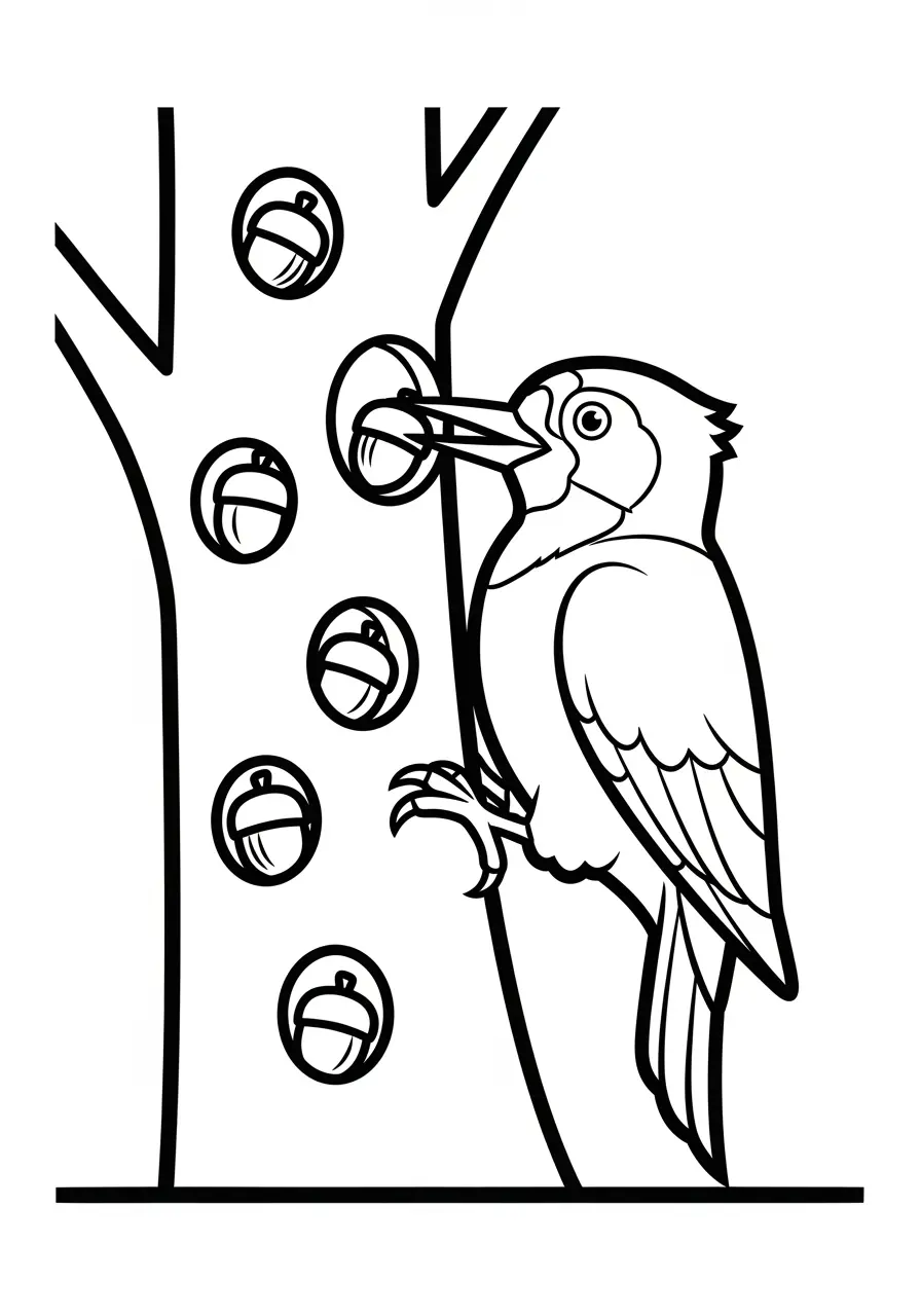 Acorn Woodpecker Coloring Page