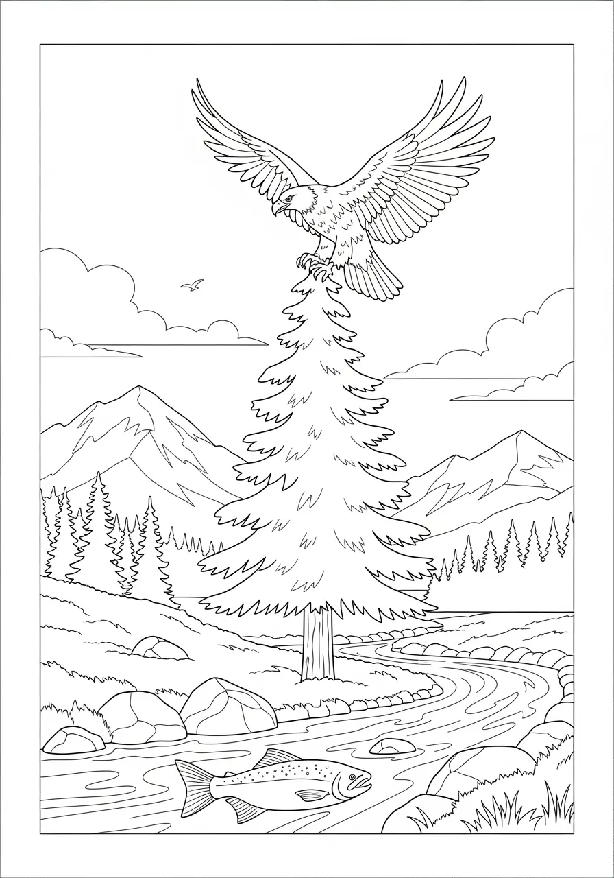 Alaska Bald Eagle Coloring Page