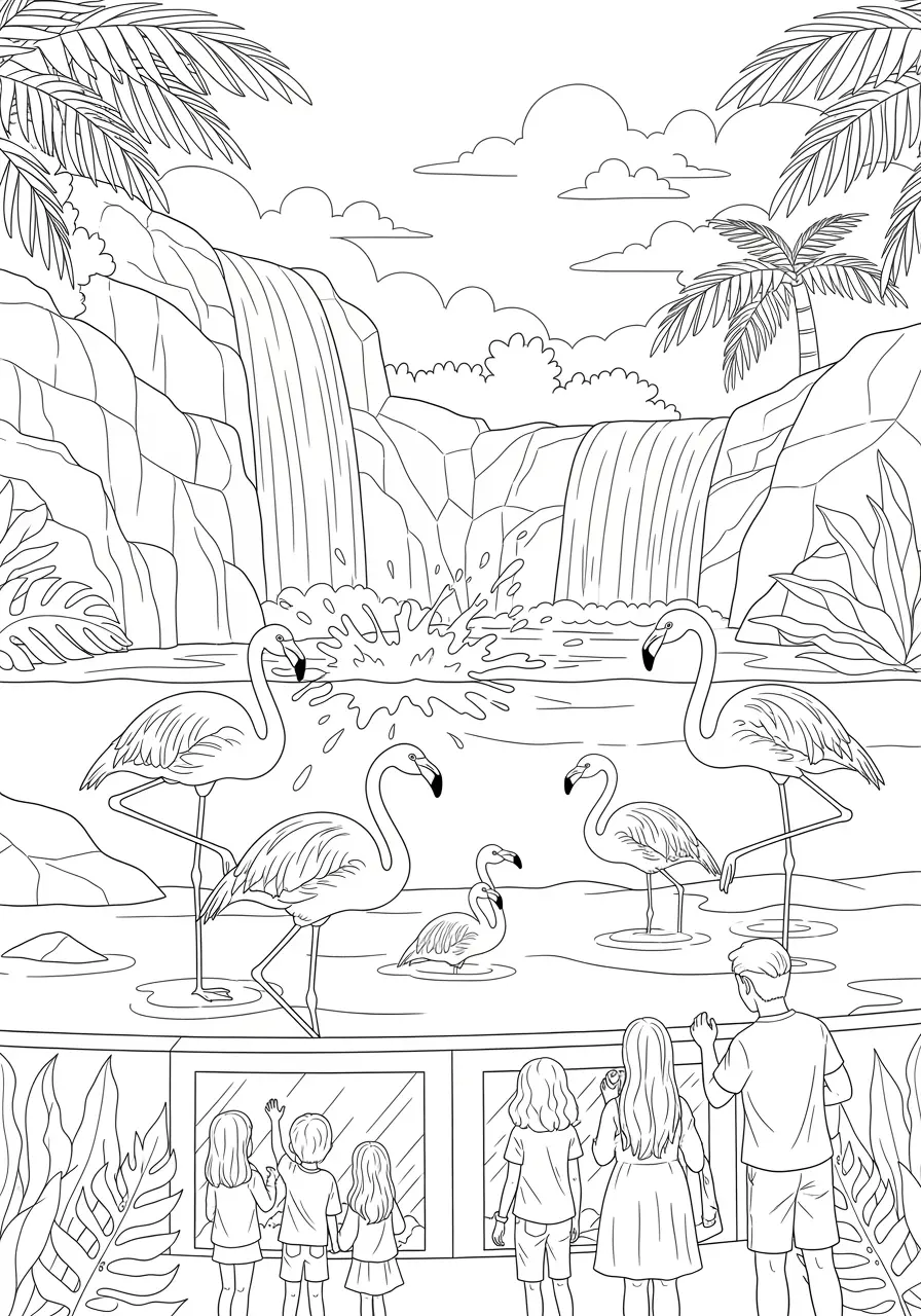 Aquarium-Flamingo-Ausmalbild