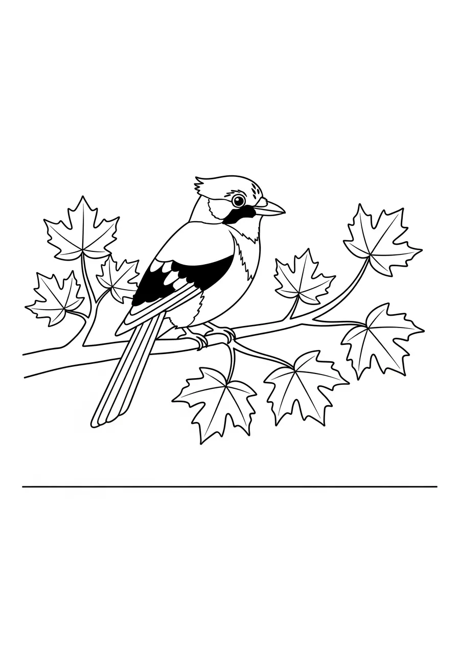 Autumn Blue Jay Coloring Page