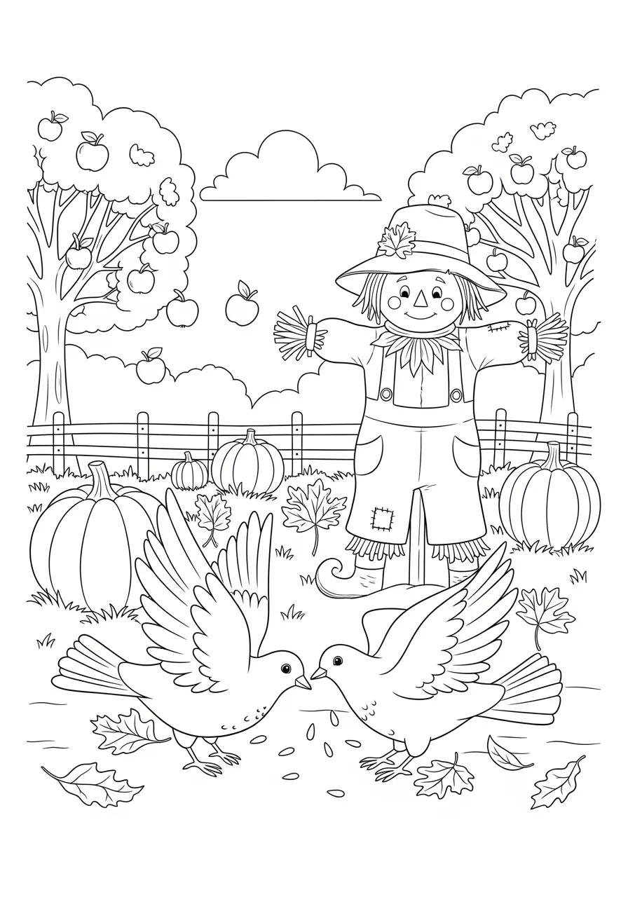 Autumn Dove Coloring Page