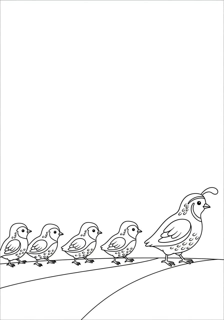 Baby California Quail Parade Coloring Page