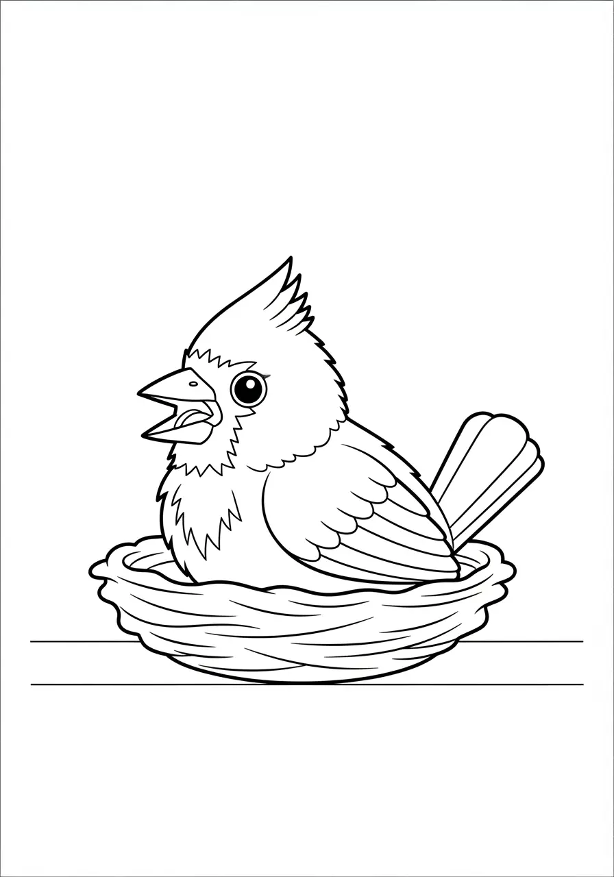 Baby Cardinal Coloring Page