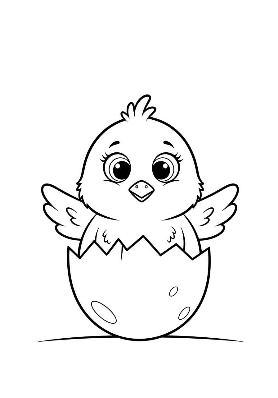 Baby Chick Hatching Coloring Page