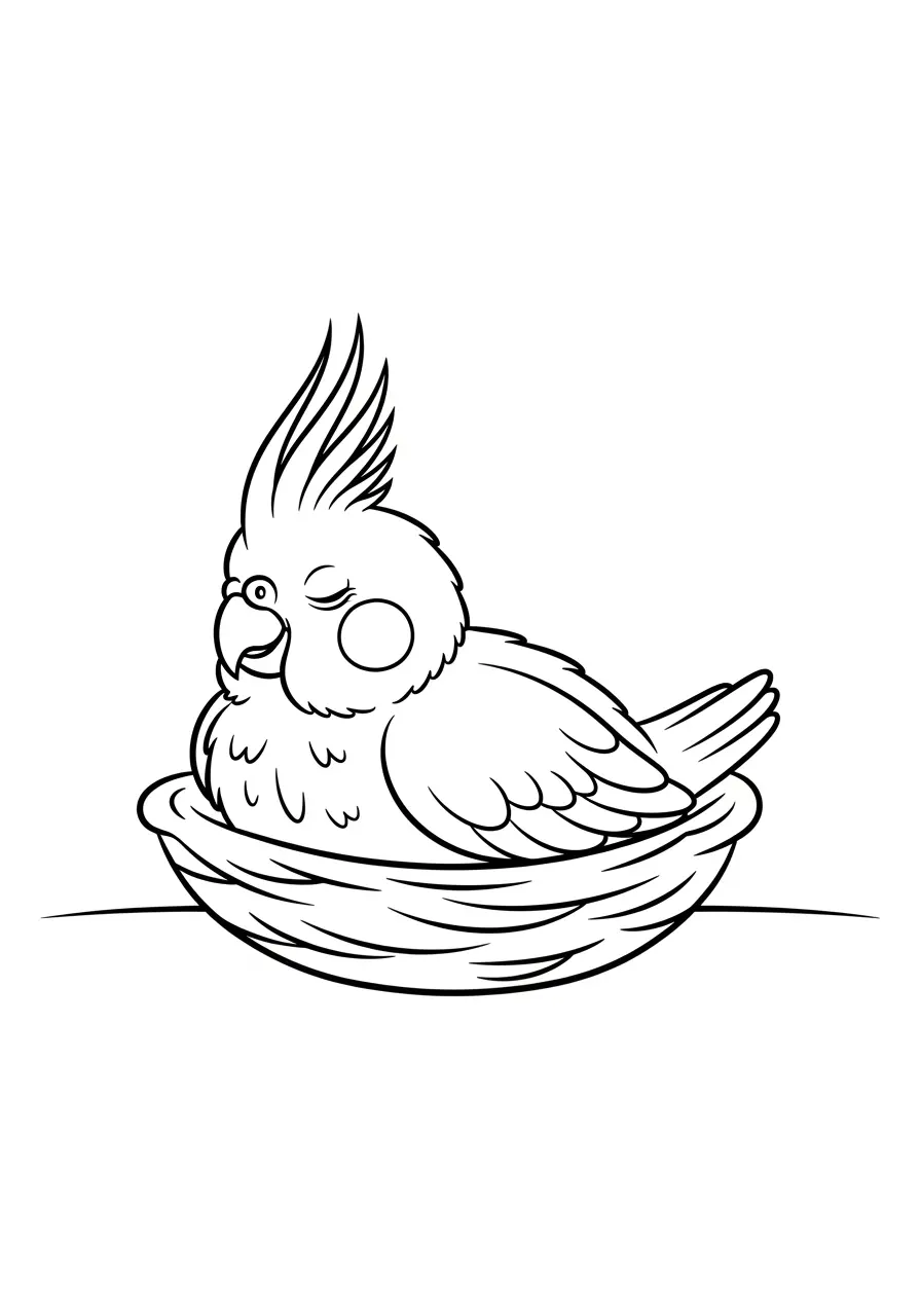 Baby Cockatiel Coloring Page