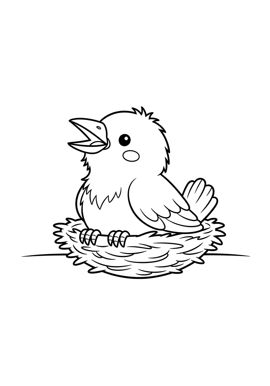 Baby Crow Coloring Page