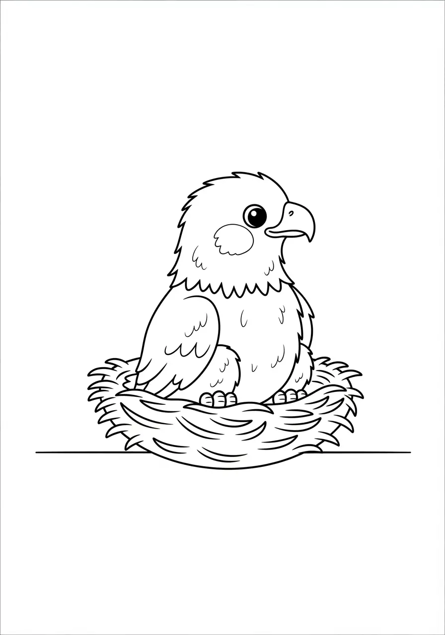 Baby Eagle Coloring Page Nest