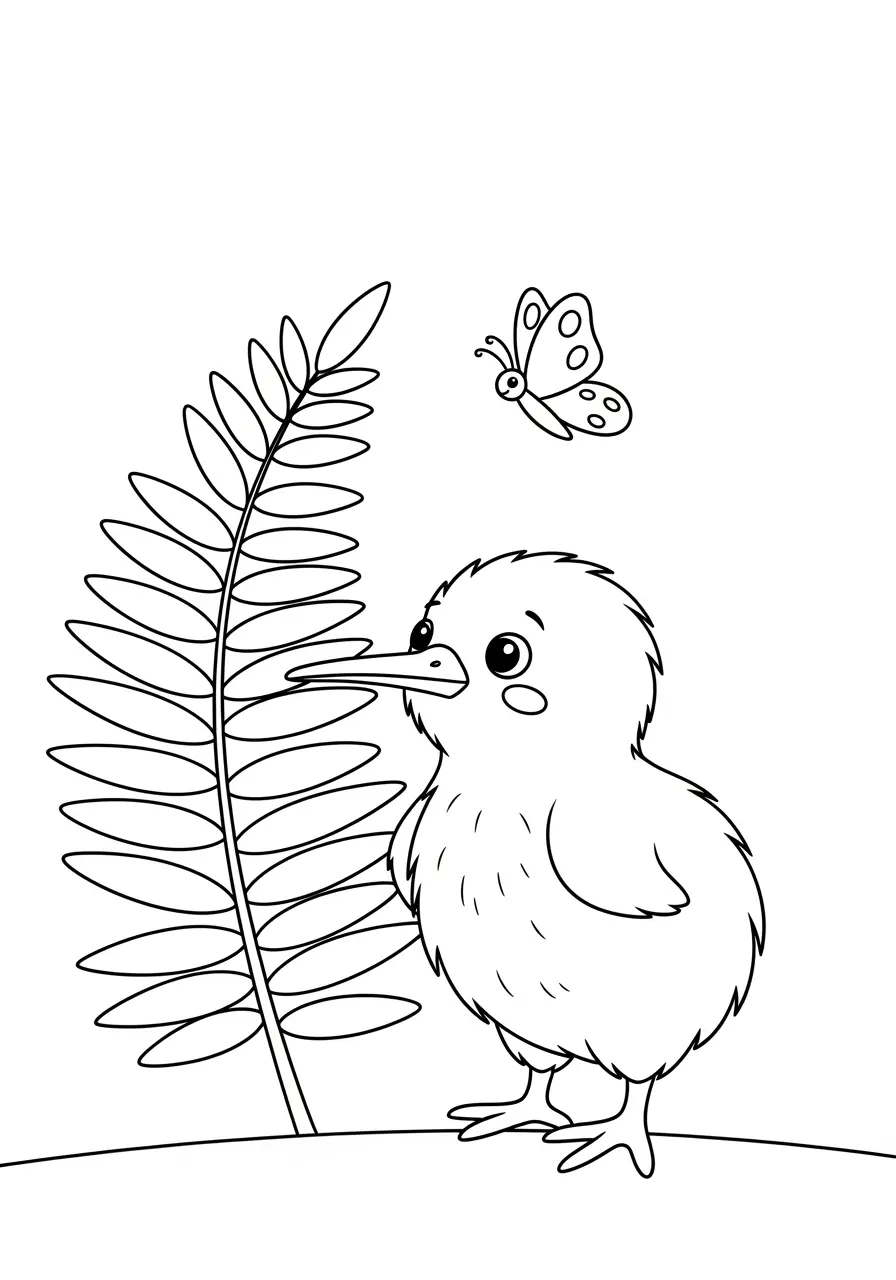Baby Kiwi Bird Coloring Page