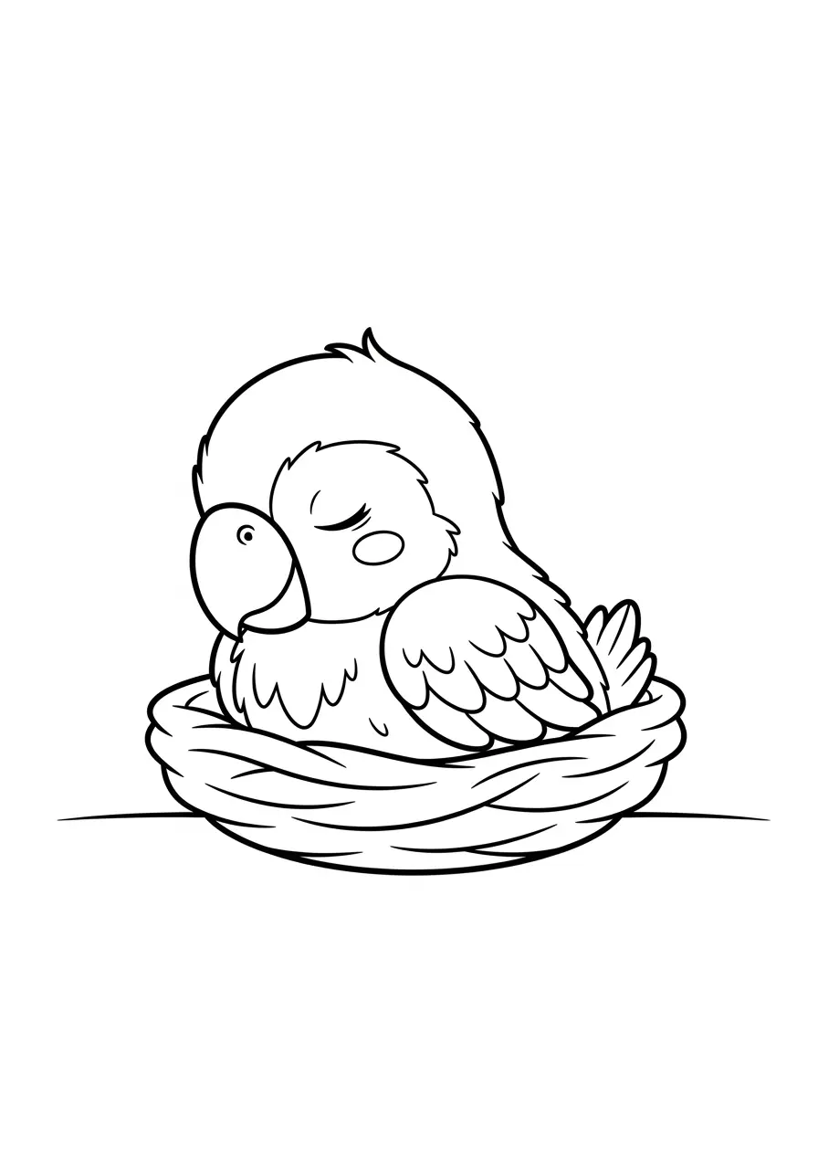 Baby Parrot Coloring Page