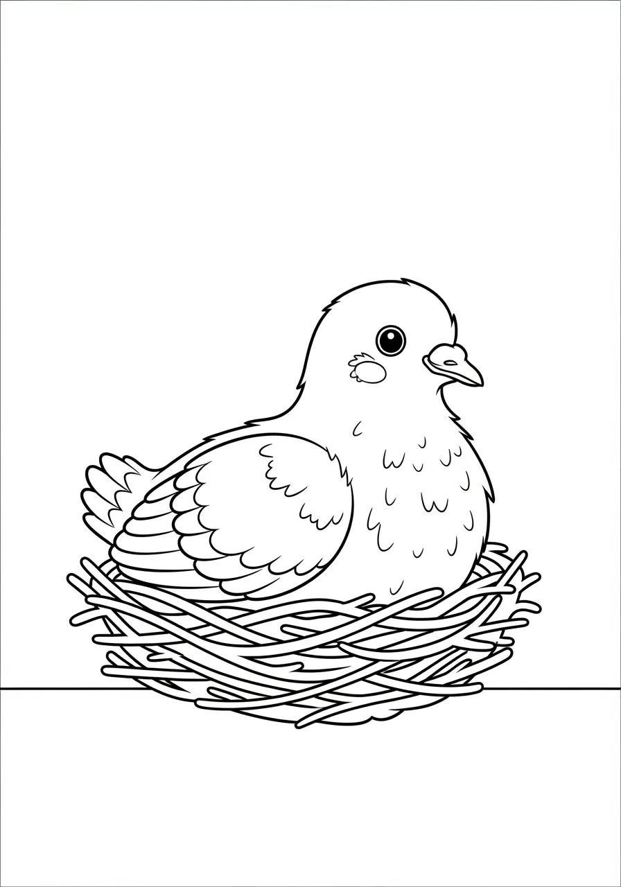 Baby Pigeon Nest Coloring Page