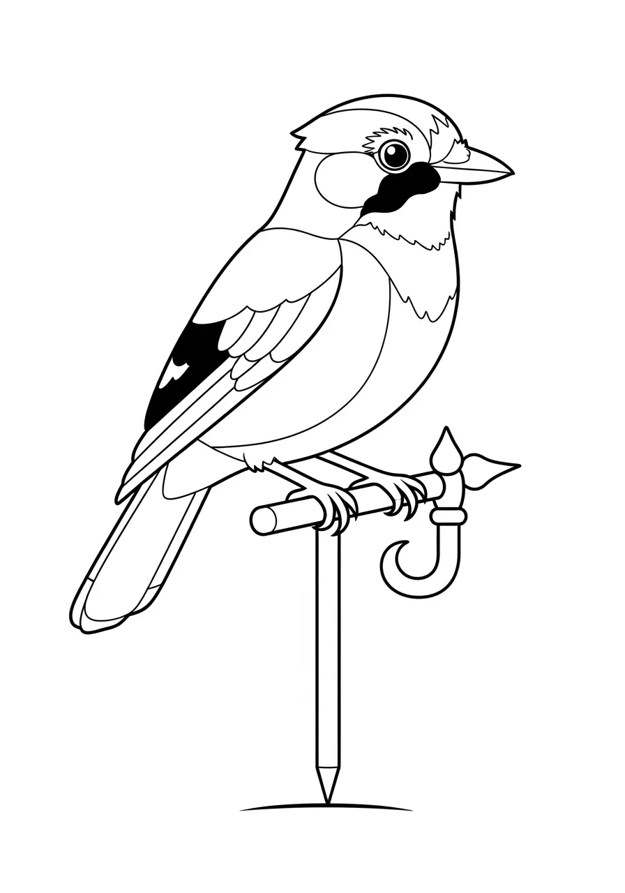 Backyard Blue Jay Coloring Page