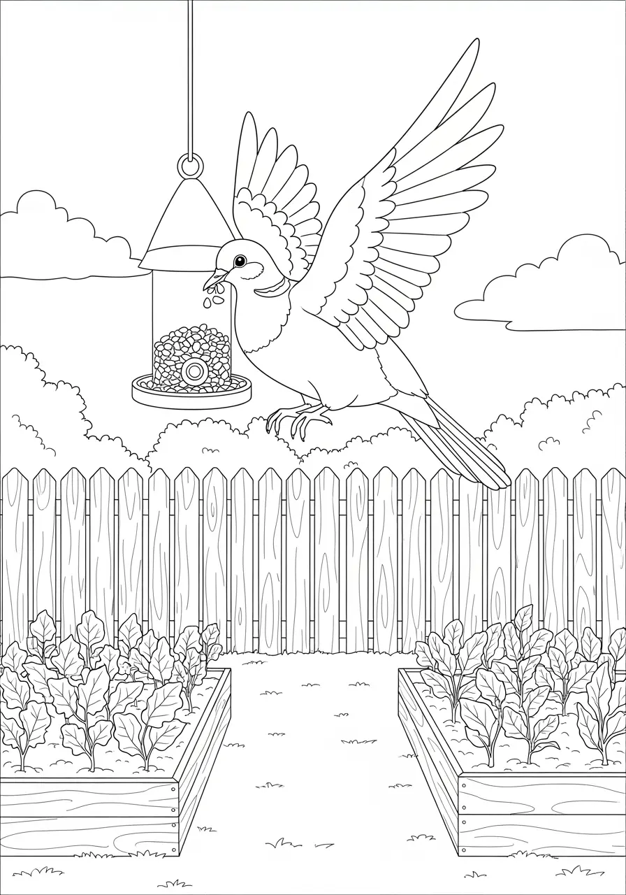 Backyard Dove Coloring Page