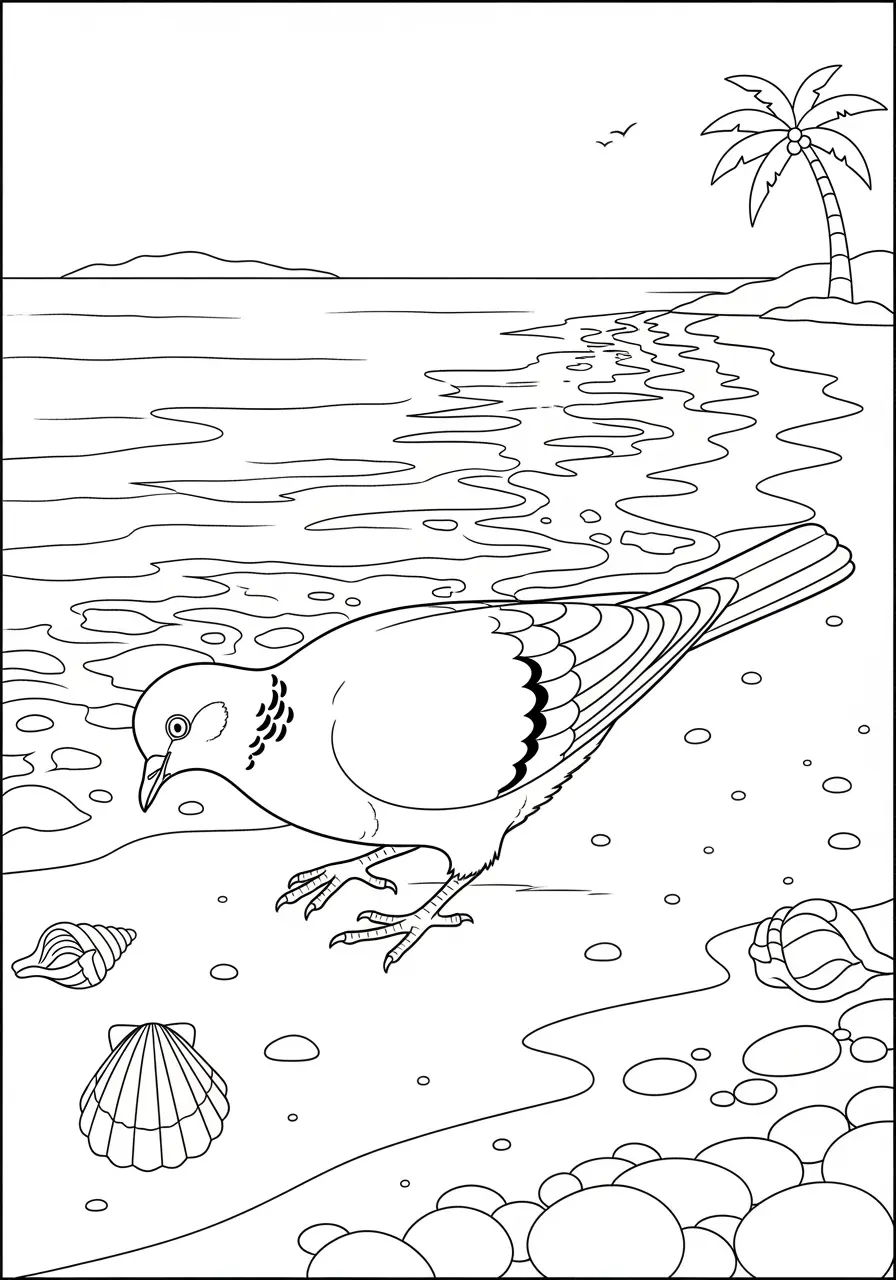 Beach Dove Coloring Page