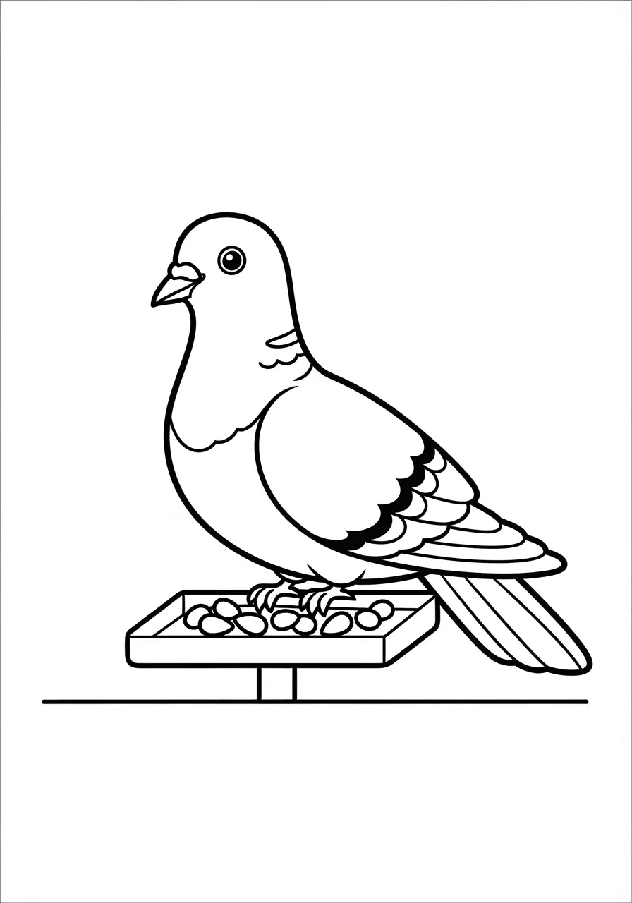 Bird Feeder Pigeon Coloring Page