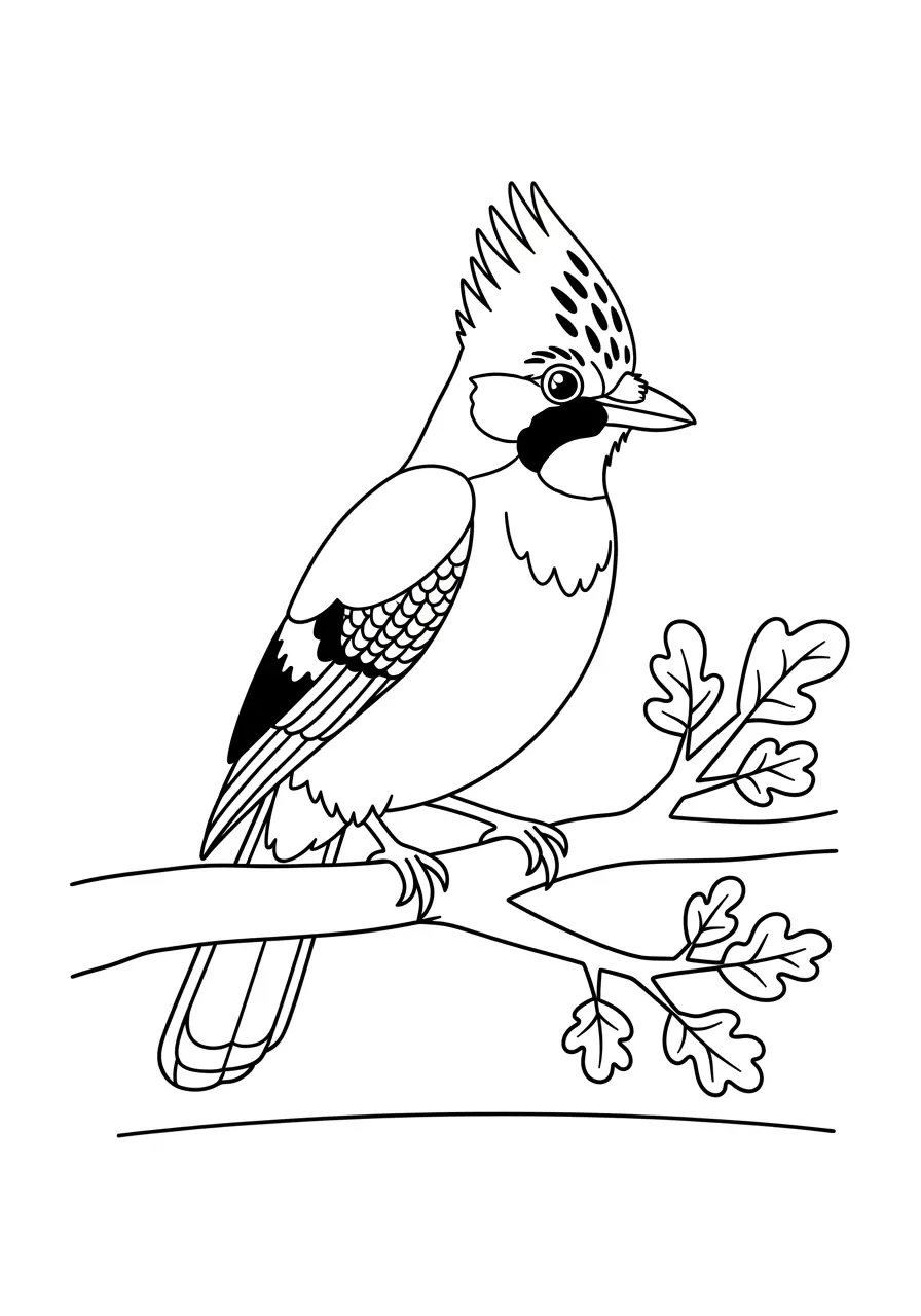 Blue Jay Coloring Page on Oak