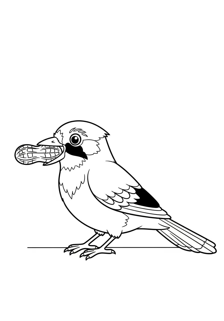Blue Jay Coloring Page with Peanut