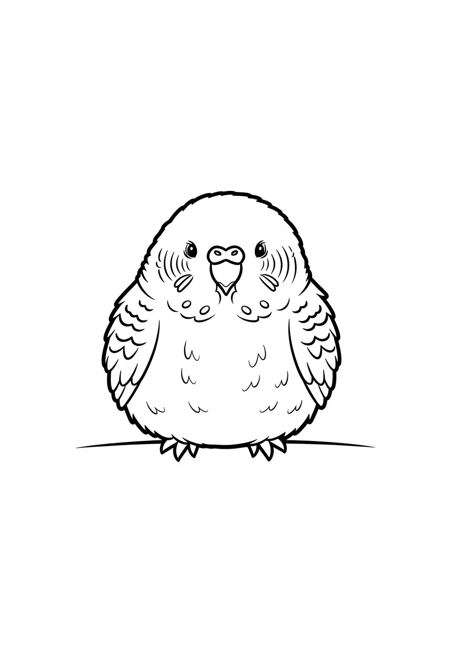 Budgie Feather Fluffing Coloring Page