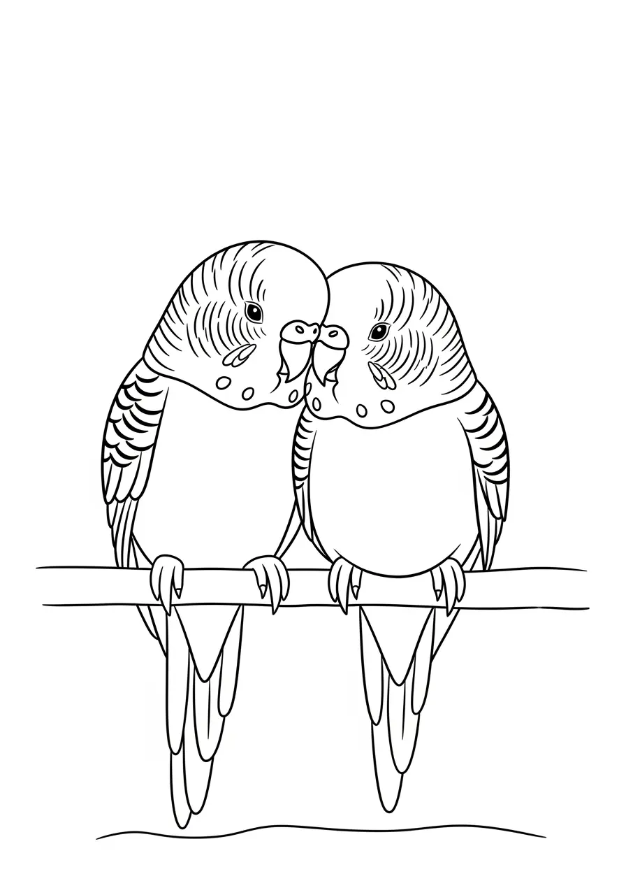 Budgie Friends Coloring Page
