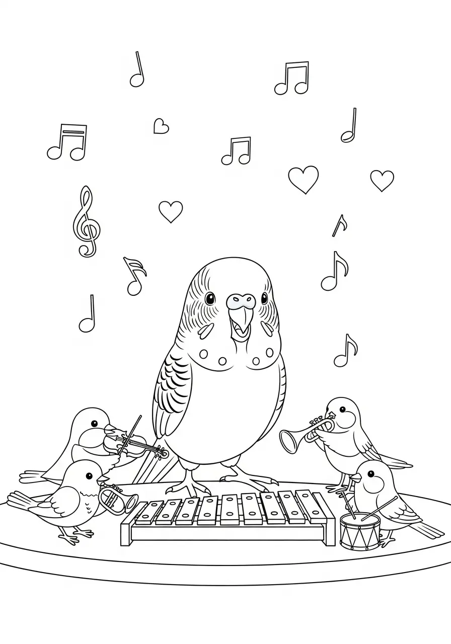 Budgie Music Class Coloring Page