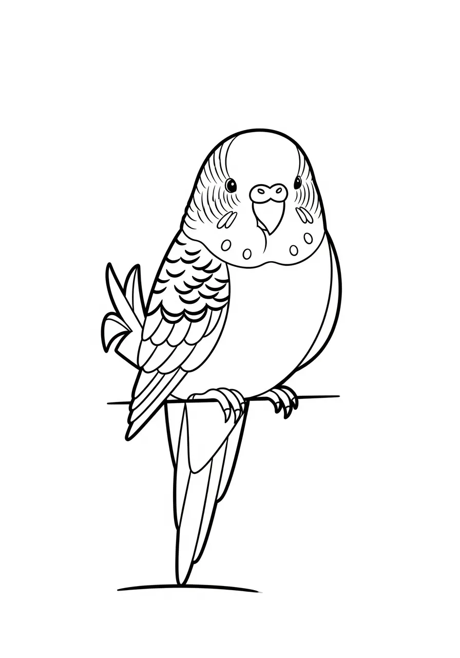 Budgie Preening Coloring Page