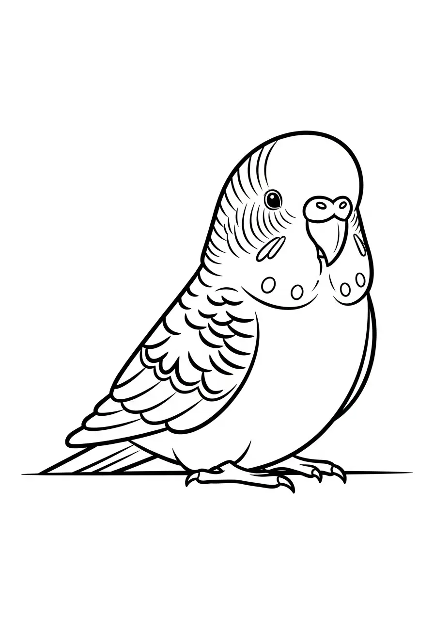 Budgie Sunbathing Coloring Page