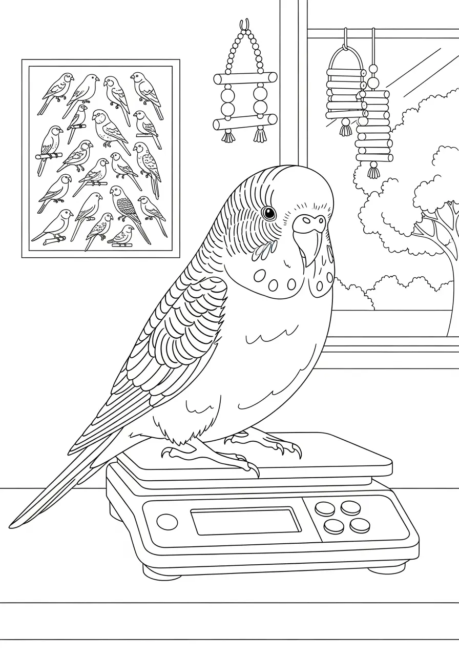 Budgie Vet Checkup Coloring Page