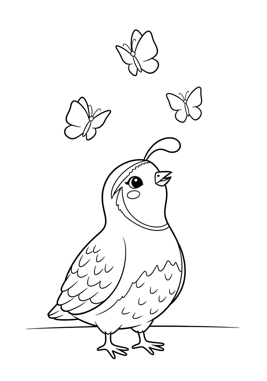 California Quail Looking Up Coloring Page