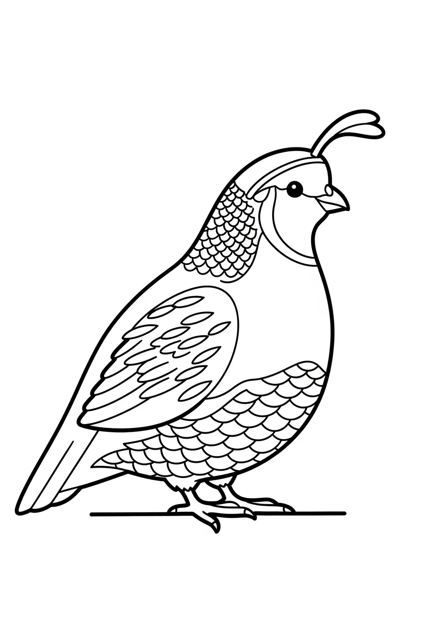 California Quail Preening Coloring Page
