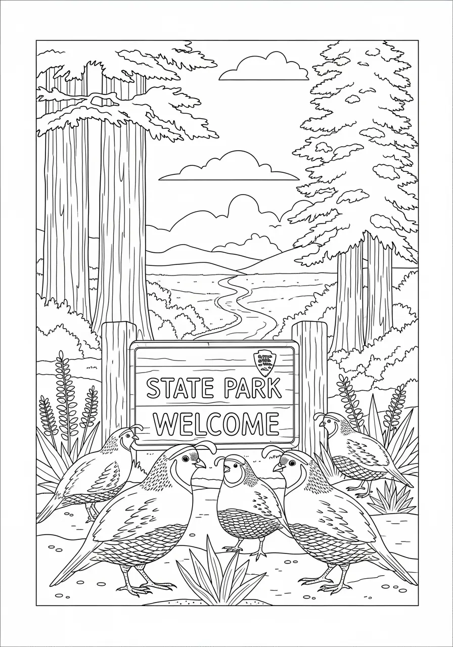 California Quail State Park Coloring Page