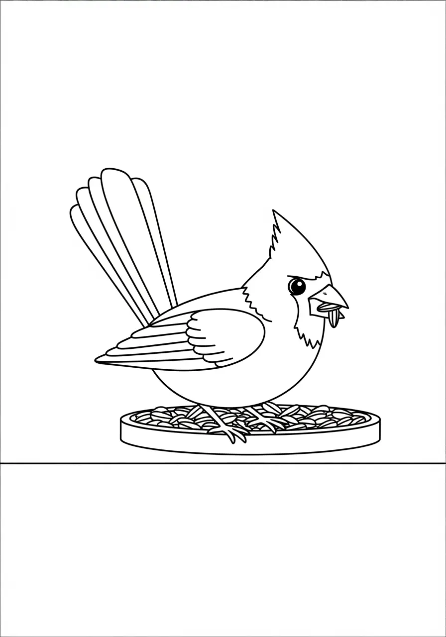 Cardinal at Bird Feeder Coloring Page
