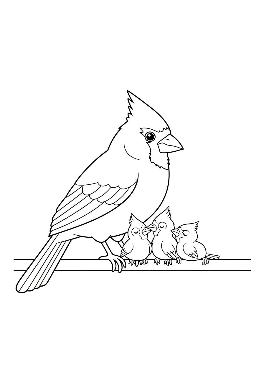 Cardinal Family Coloring Page