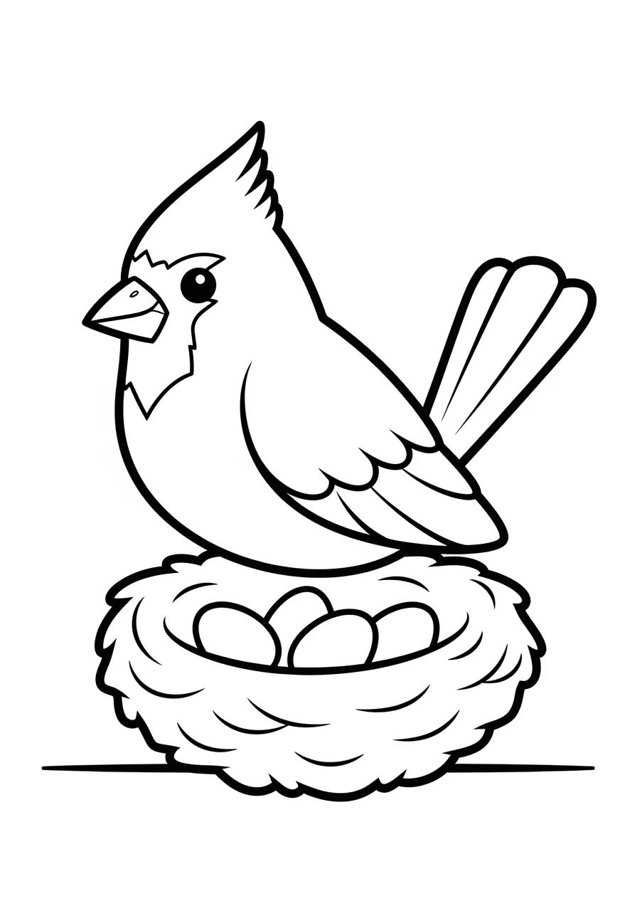Cardinal Nest Coloring Page