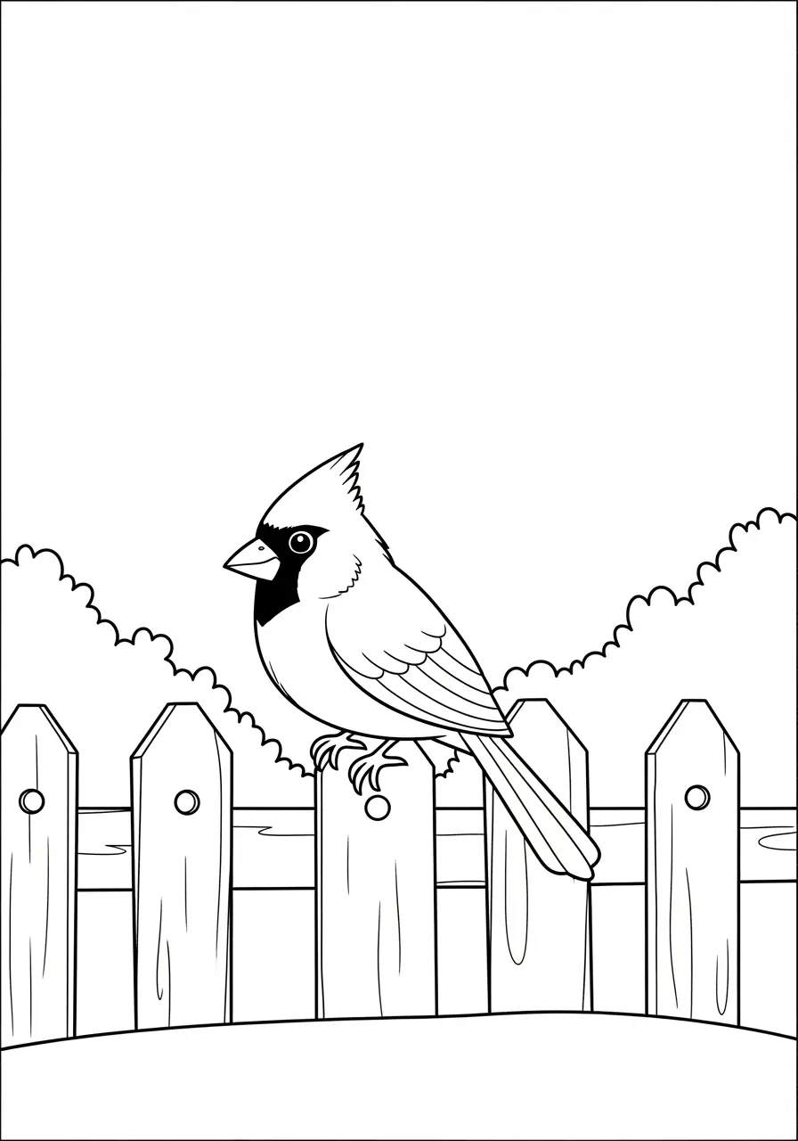 Cardinal on Fence Coloring Page