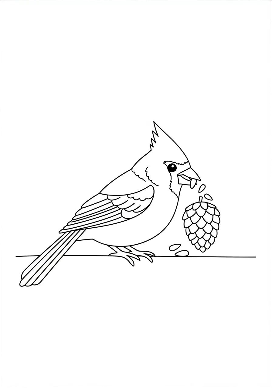 Cardinal with Pine Cone Coloring Page