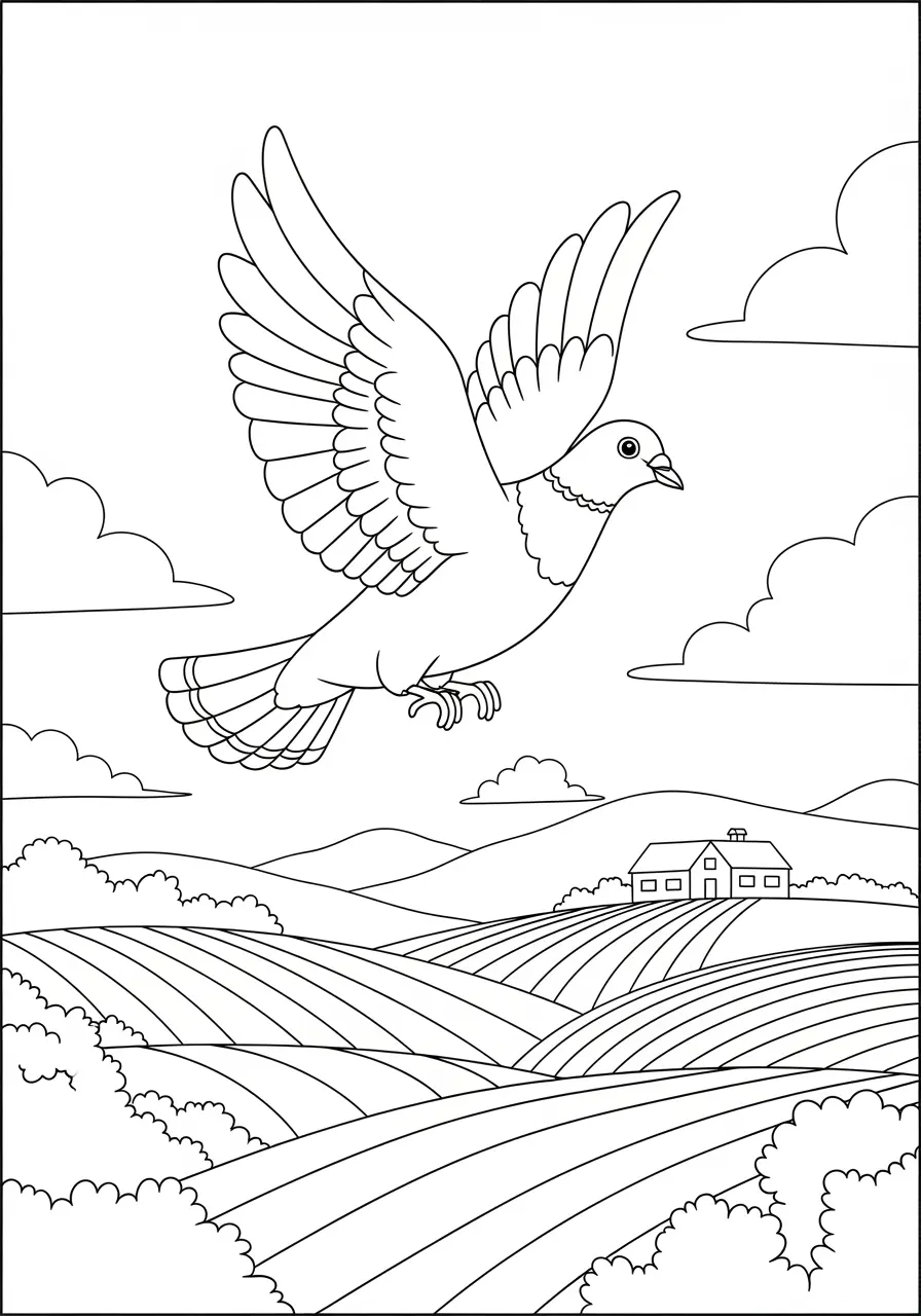 Carrier Pigeon Message Coloring Page