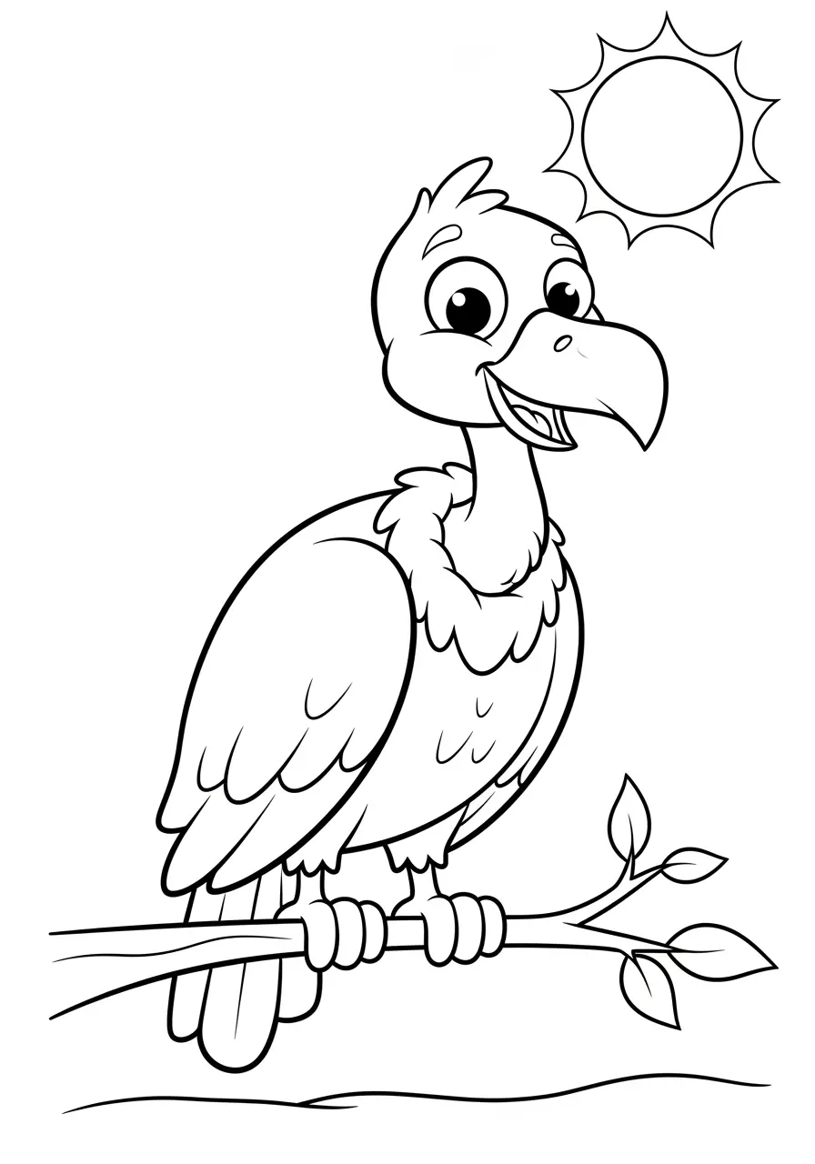 Cartoon Vulture Coloring Page Smiling Friend