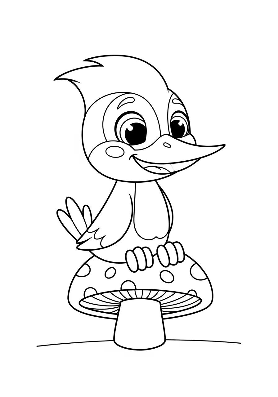Cartoon Woodpecker Coloring Page