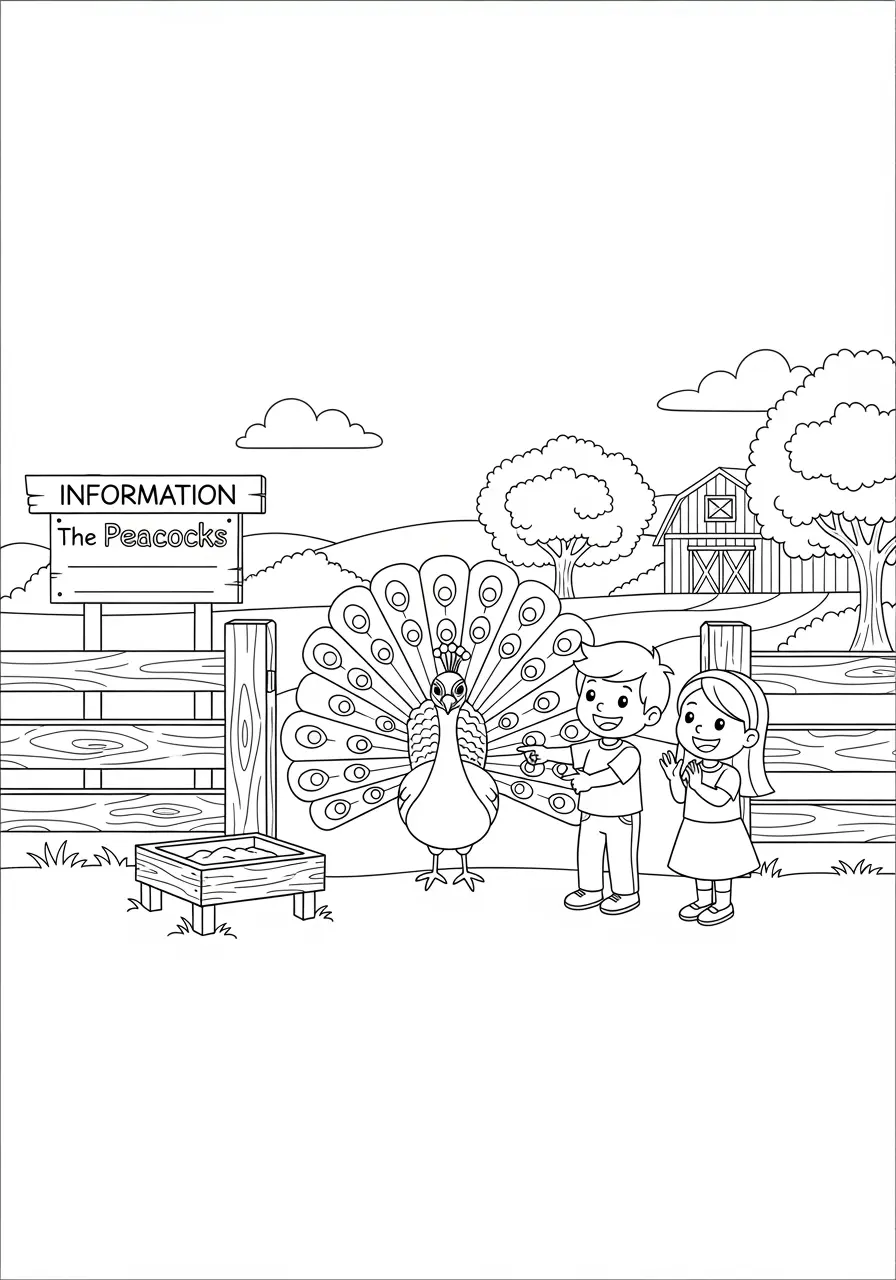 Children's Zoo Peacock Coloring Page