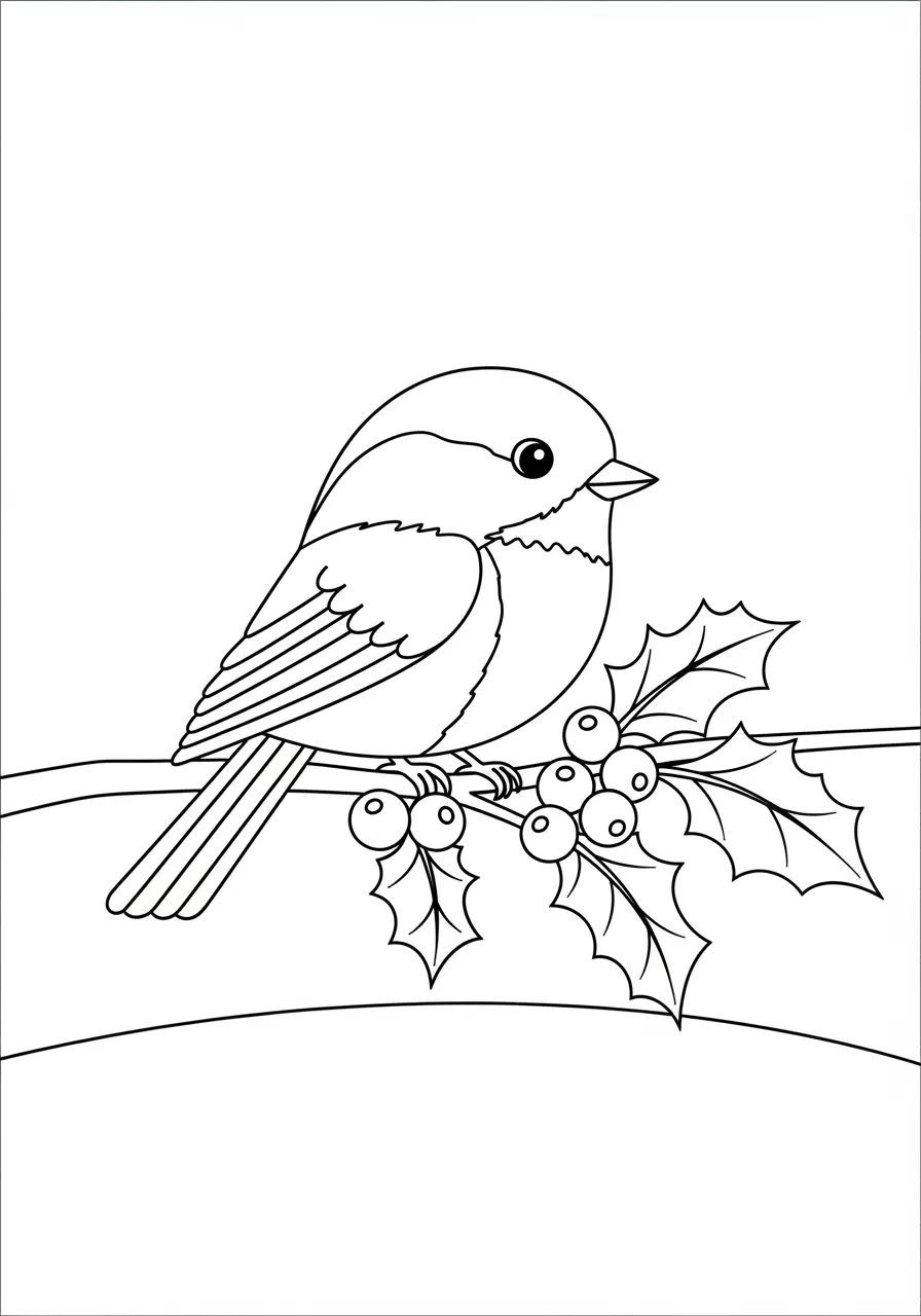 Christmas Chickadee Coloring Page