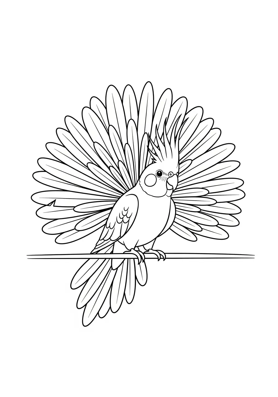 Cockatiel Feather Display Coloring Page