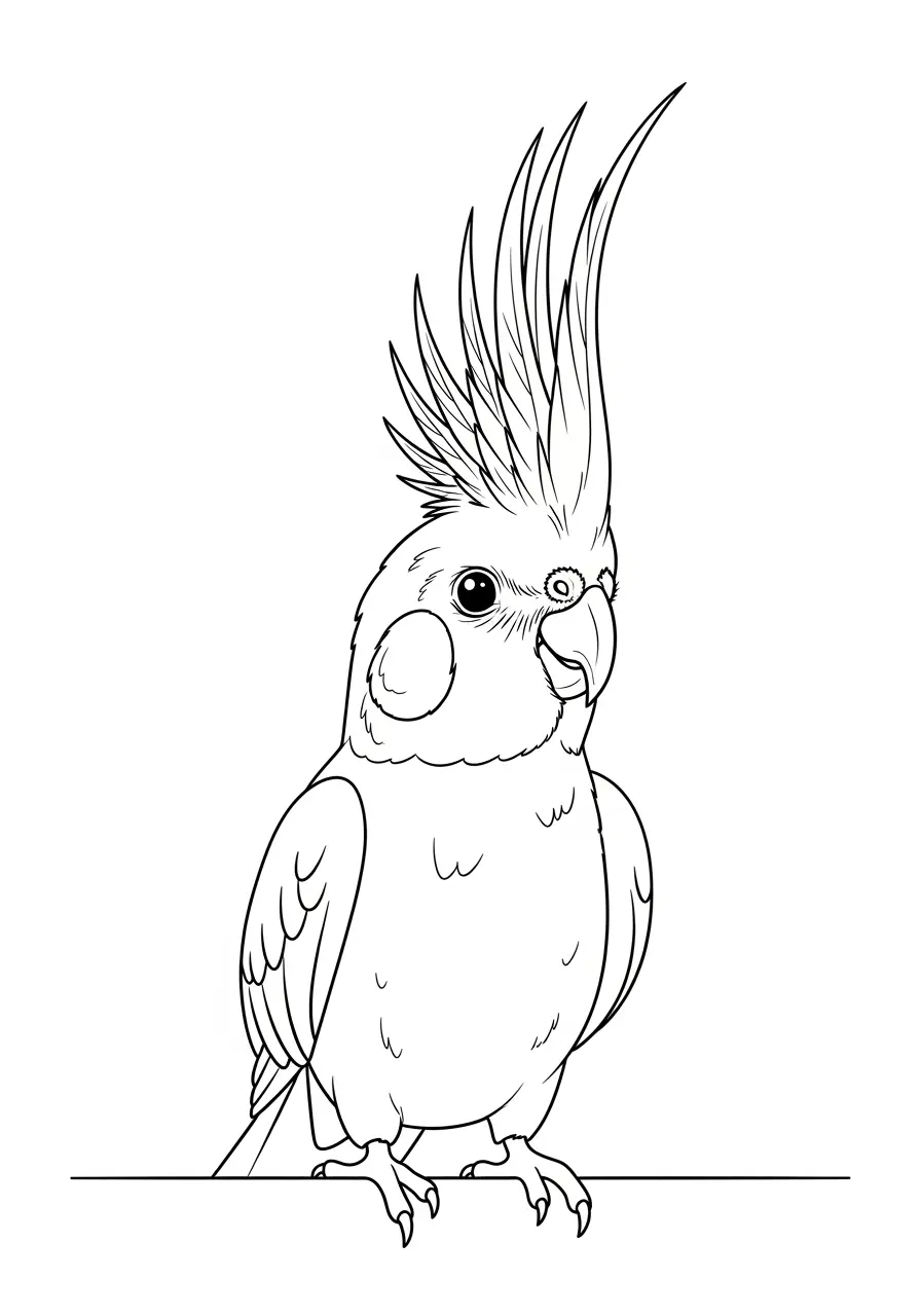 Cockatiel with Crest Coloring Page