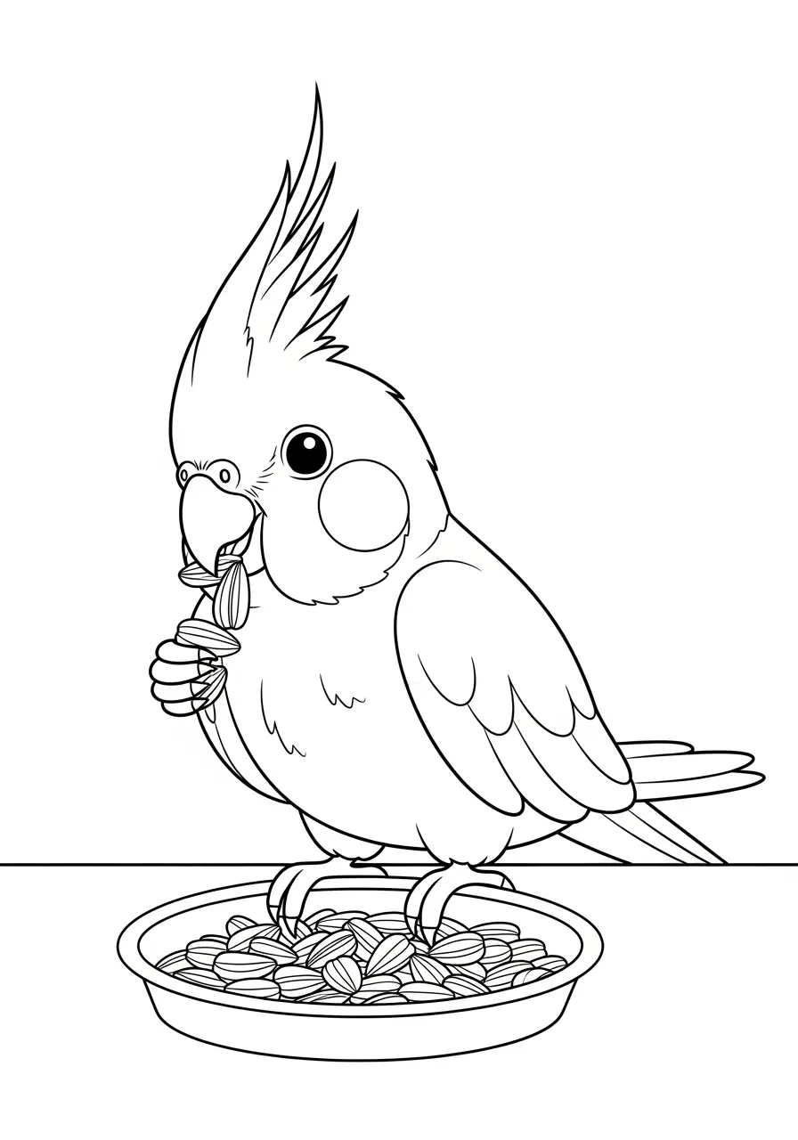 Cockatiel with Seeds Coloring Page