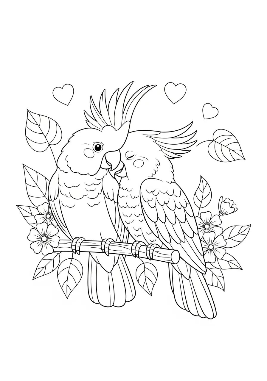 Cockatoo Pair Coloring Page
