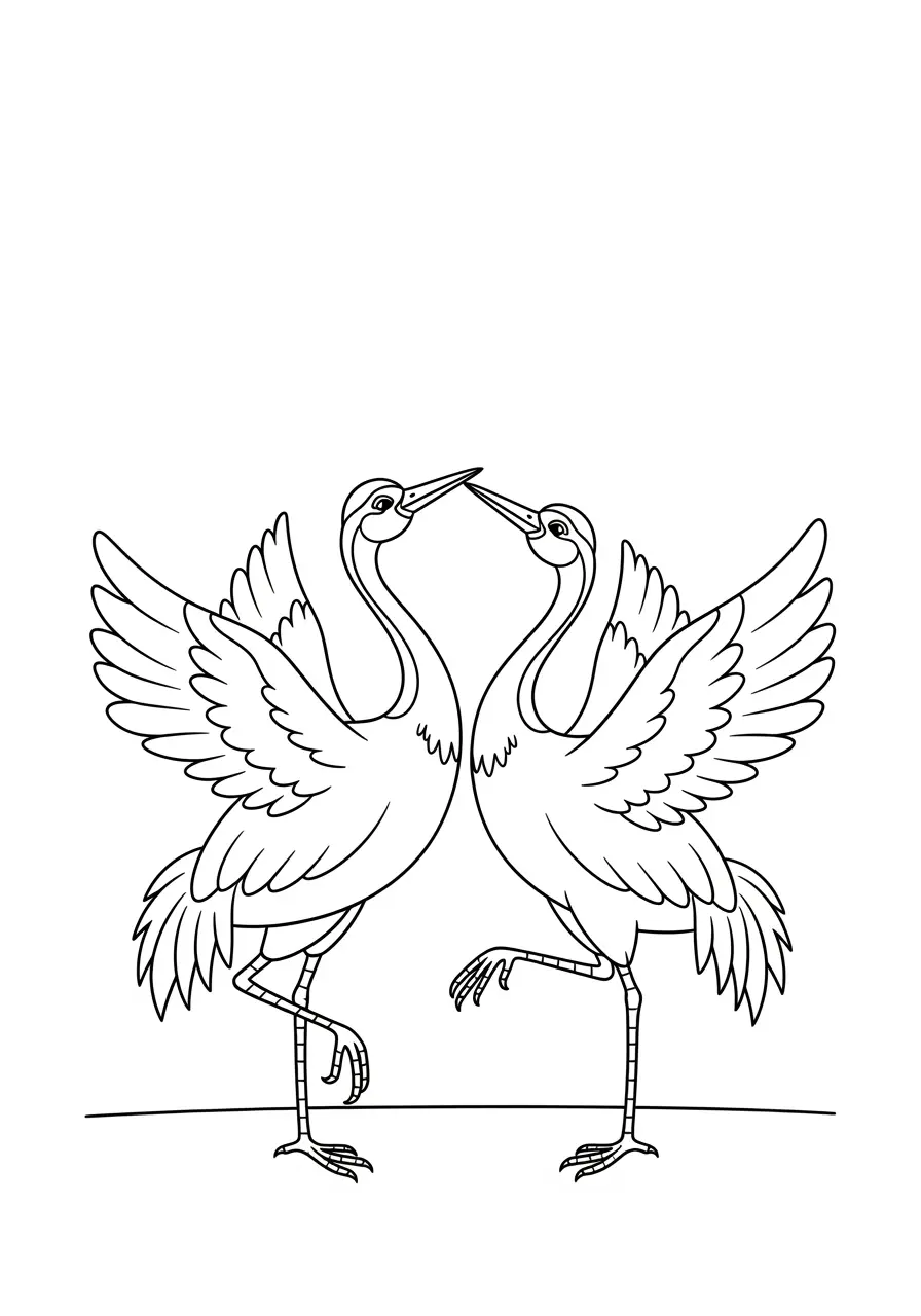 Crane Courtship Dance Coloring Page