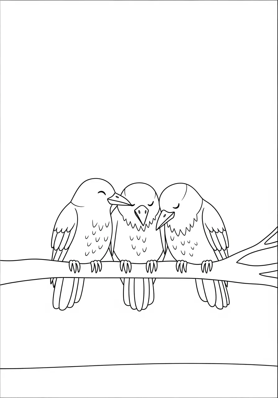 Crow Family Coloring Page