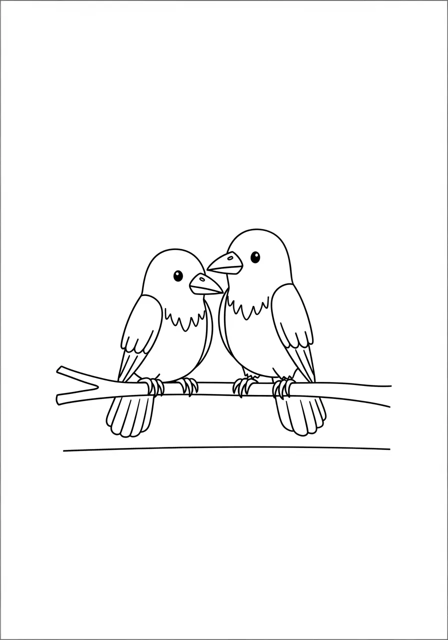 Crow Friends Coloring Page