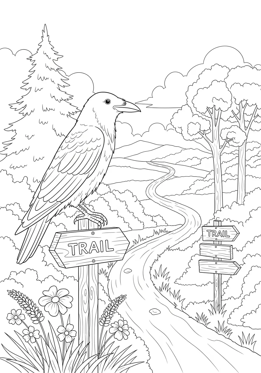 Crow Nature Trail Coloring Page