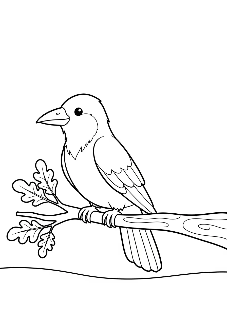 Crow on Branch Coloring Page