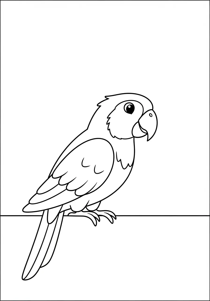 Curious Parrot Coloring Page